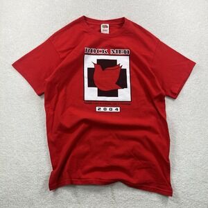 Vintage Rock Med Tshirt Men's Large Red 2004 Rock Medicine Concert Volunteer Tee